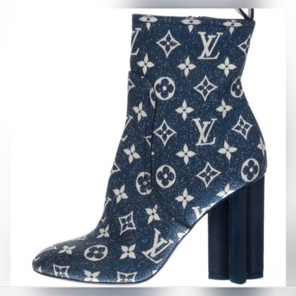 Louis Vuitton Blue Monogram Denim Ankle Boot
